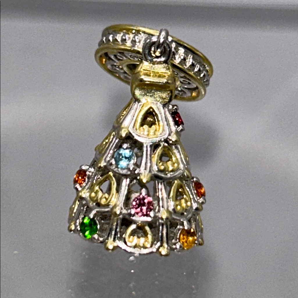Nwot Gems En Vogue Genuine Multi Gemstone Palladium Gold Accent Holiday Charm 150$
